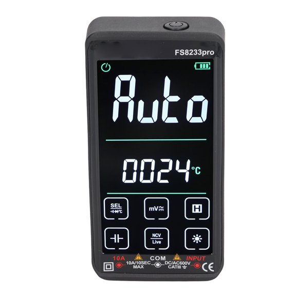 Suodoka FS8233pro Digital Multimeter LED Touch Screen High Precision Intelligent AC DC Voltage Current Tester Resistance Capacitance Voltmeter Diode Continuity Measuring Tool (5.9 x 2.76 in)