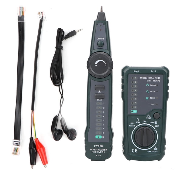 Suodoka FY868 Telephone Network Cable Tester RJ45 RJ11 Lan Wire Tracker Kit for Telecommunication and Network Maintenance, Green, 6.6 inches / 16.8 cm Cable