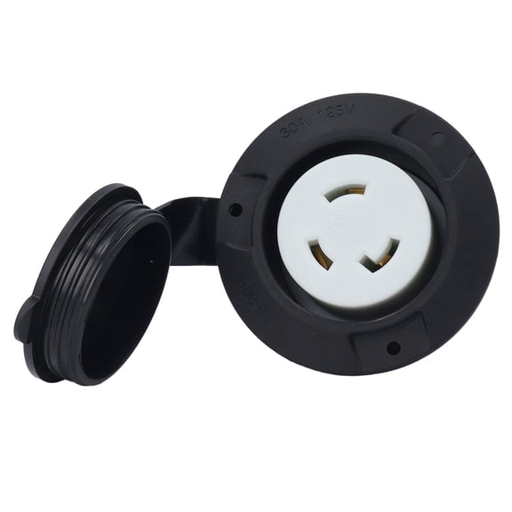 Suodoka Flanged Outlet 30A 125V NEMA L5-30R Locking Receptacle RV Power 2 Pole 3 Wire Electrical Socket with Weatherproof Cap
