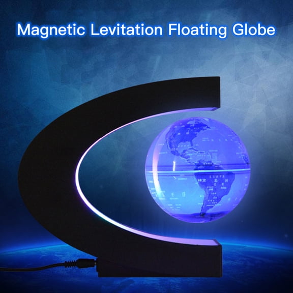 Suodoka Floating Globe with LED Light 3.3 Inches / 8.5 cm Magnetic Levitation Rotating World Map C-Shape Base Anti Gravity Lamp Desk Decoration Teaching Demo EU Standard