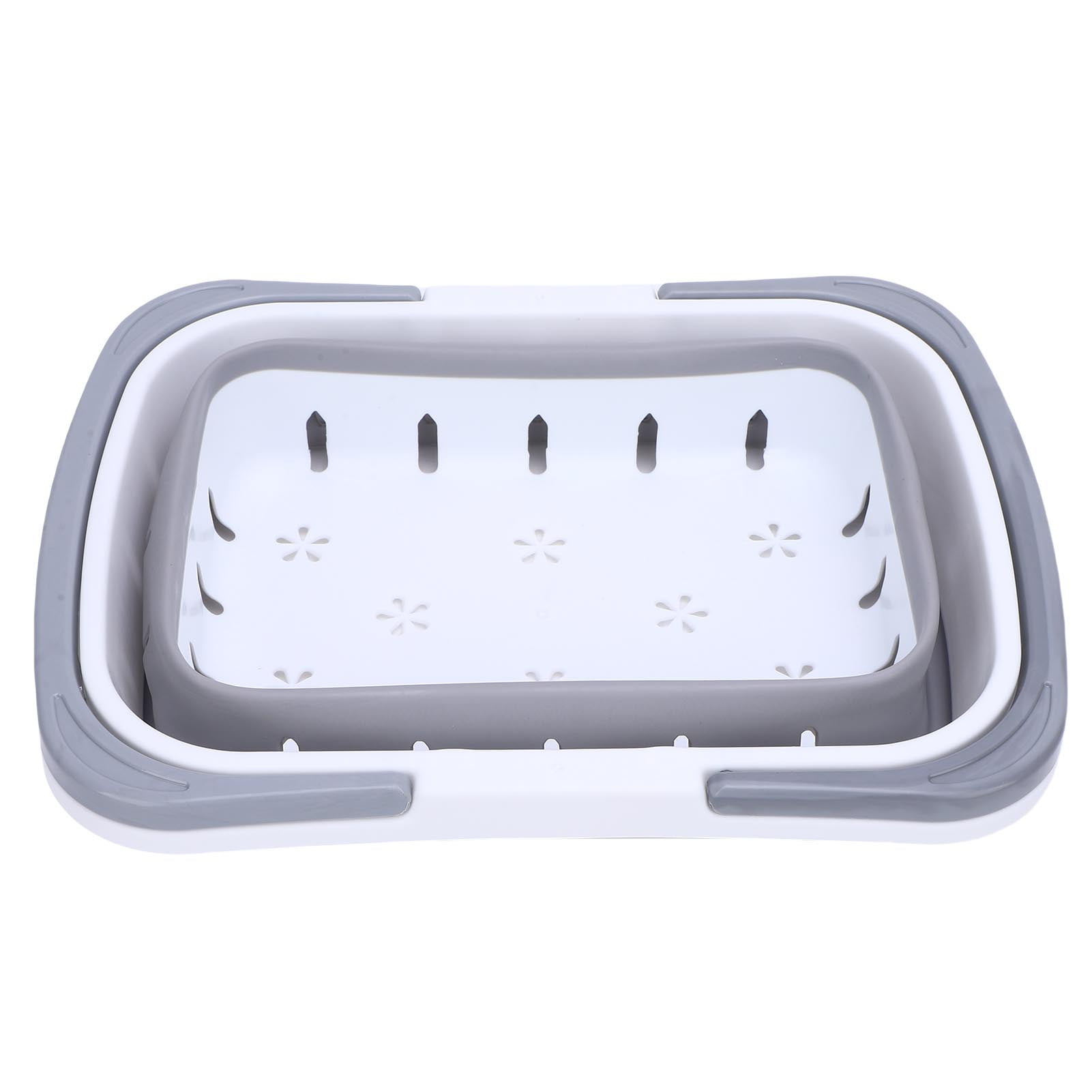 Suodoka Foldable Bath Toy Storage Organizer Hollow Quick Drain Drying Bathtub Toy Basket for Bathroom Kitchen Travel, Portable Grey Caddy Bin, 5.91 x 7.87 x 11.14 inches / 15x20x28.3cm