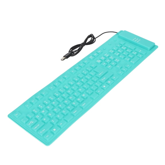 Suodoka Foldable Silicone Keyboard 108 Keys USB Wired Waterproof Dustproof Mute Typing Full Sealing Flexible Roll Up PC Laptop, 5.9 inches / 15 cm Green