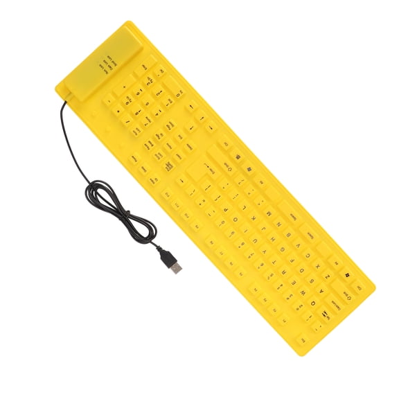 Suodoka Foldable Silicone Keyboard 108 Keys USB Wired Waterproof Dustproof Mute Typing Full Sealing Flexible Roll Up PC Laptop, 5.9 inches / 15 cm Yellow