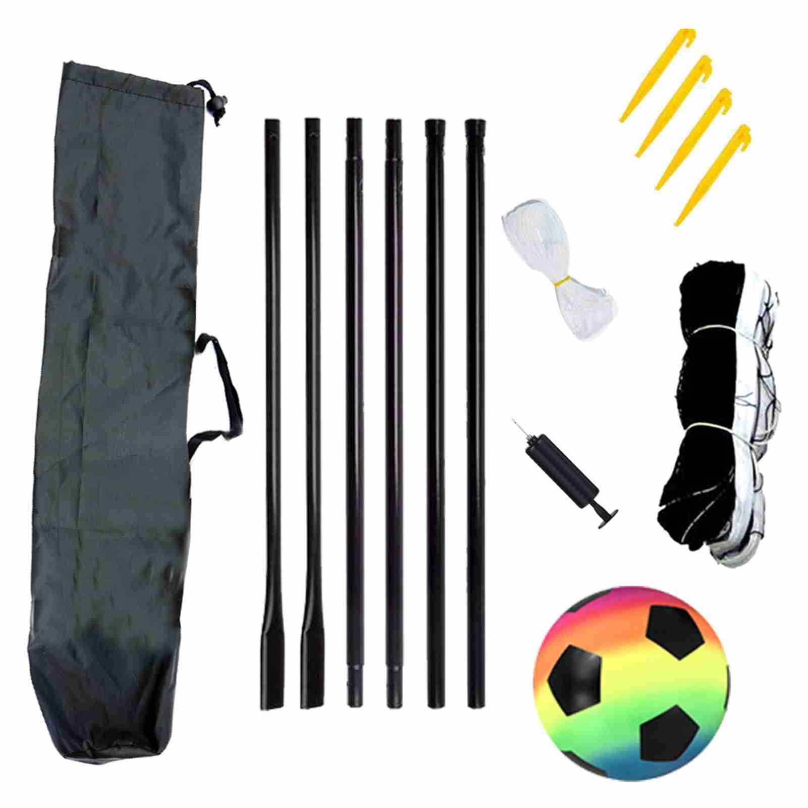 Suodoka Football Net Set with Stand Portable Volleyball and Badminton Multi-Sport Equipment for Outdoor Backyard Park Practice with Travel Bag