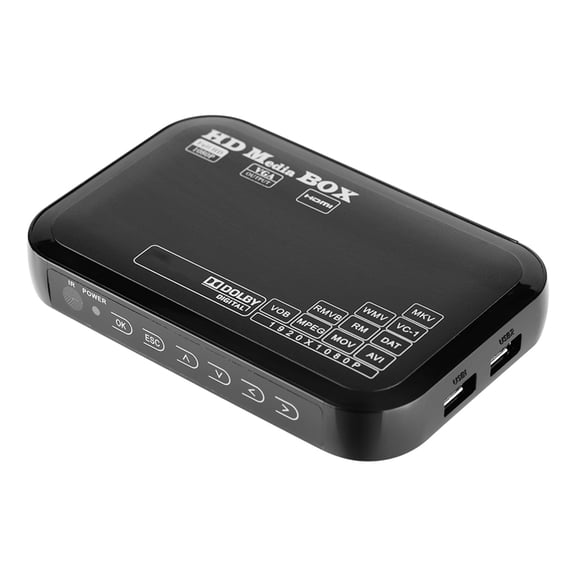 Suodoka Full HD 1080P Media Player Box - Mini Portable Video Player with HDMI & AV Output, Support USB Drive, Hard Disk, and Subtitles (Black)