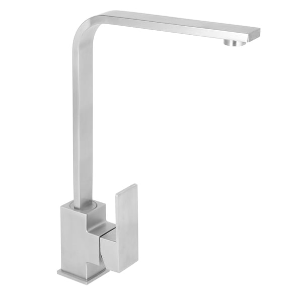 Suodoka G1/2 Kitchen Sink Faucet Set, 360 Rotating 304 Stainless Steel Cold Hot Mixer Water Tap with 2 Hoses, Brushed Finish Ceramic Disc Spool Single Handle, 13.6 inches / 34.5 cm Height