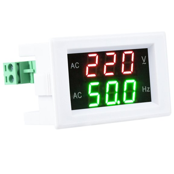 Suodoka Generator Dual Display LED Digital AC Voltmeter Frequency Meter Testing Tool, White, AC 80-500V 45-65Hz, Accurate Voltage Measurement Accessory Device For Home And Industrial Monitoring
