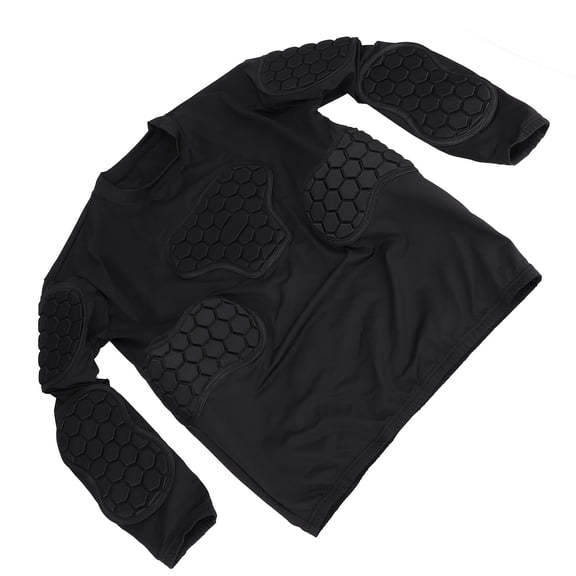 Suodoka Goalkeeper Padded Shirt Long Sleeve Impact Proof Honeycomb Protective Compression Chest Protector Shirt for Cycling Football, Moisture Wicking Breathable Athletic Wear, Black, Size S