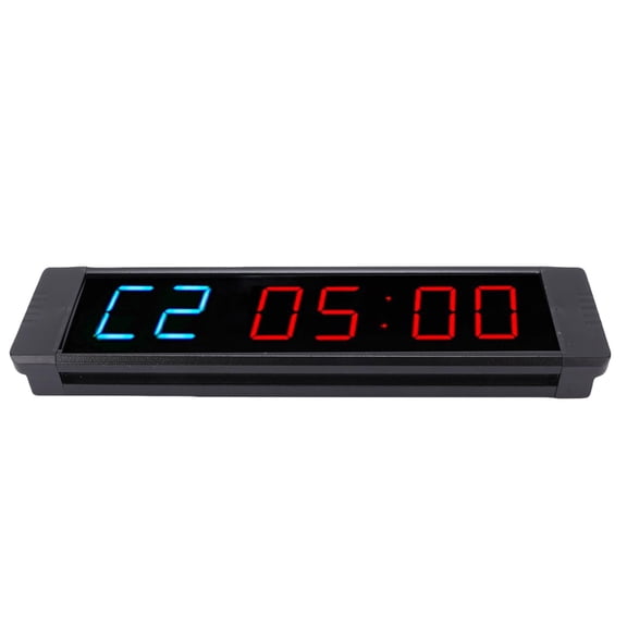 Suodoka Gym Timer Clock 6 Digits Digital Display Workout Interval Timer Countdown Up Stopwatch for Home Fitness 12/24 Hours GB Plug 13.78 inches / 35 cm