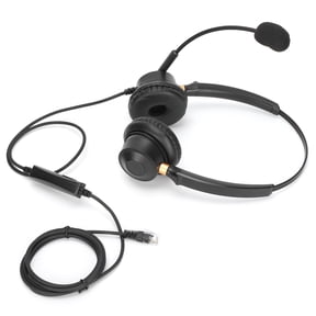 Suodoka H600D RJ9 Professional Binaural Telephone Headset with Noise Canceling Microphone & Volume Control for Office Call Center, Crystal Clear Communication Audio Headphones (7.48 in / 19.0 cm)