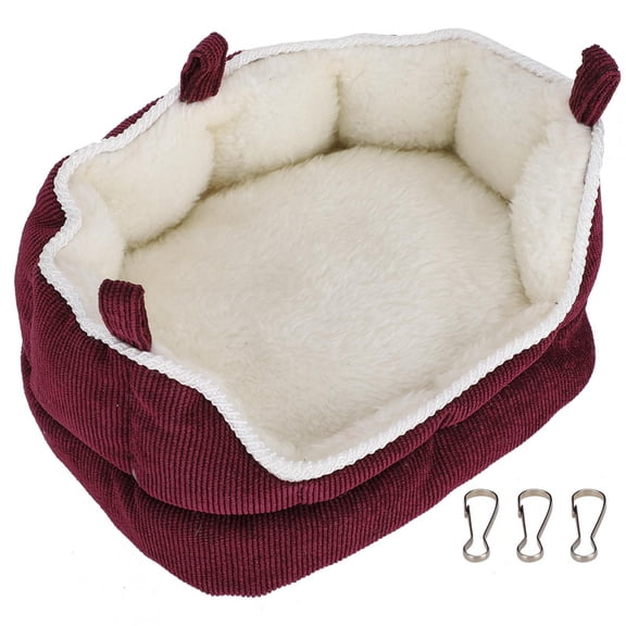 Suodoka Hamster Warm Sofa Nest Detachable Washable Small Pet Cotton House Hammock Wine Red (6.7 in / 17 cm)