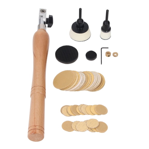 Suodoka HandHeld Bowl Sander Kit 1in & 2in Pads, 50Piece Sanding Discs, Ergonomic Wood Handle, DualBearing Head, Ideal for Woodworking & Car Bed Grinding