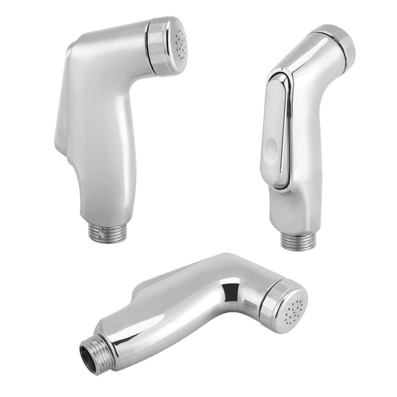 Suodoka Handheld Bidet Sprayer Set with 59 Inches / 1.5m PVC Spring Hose and Holder, Portable Diaper Washer Shower Head for Toilet and Bathroom, Silver