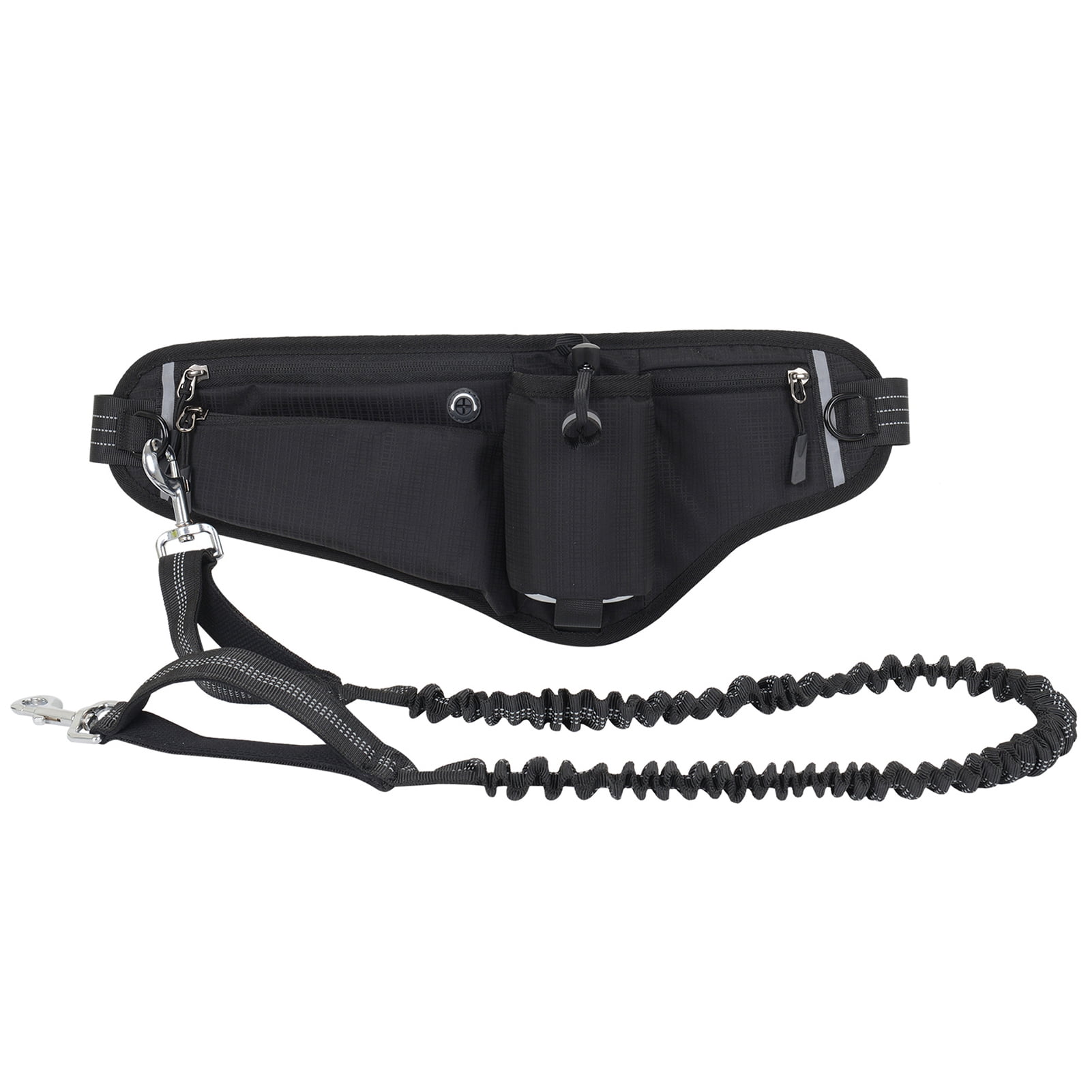 Suodoka Hands Free Dog Leash Waist Pack Water Resistant Night Reflective Large Capacity for Outdoor Dog Walking, Black (11.02 inches / 28 cm)