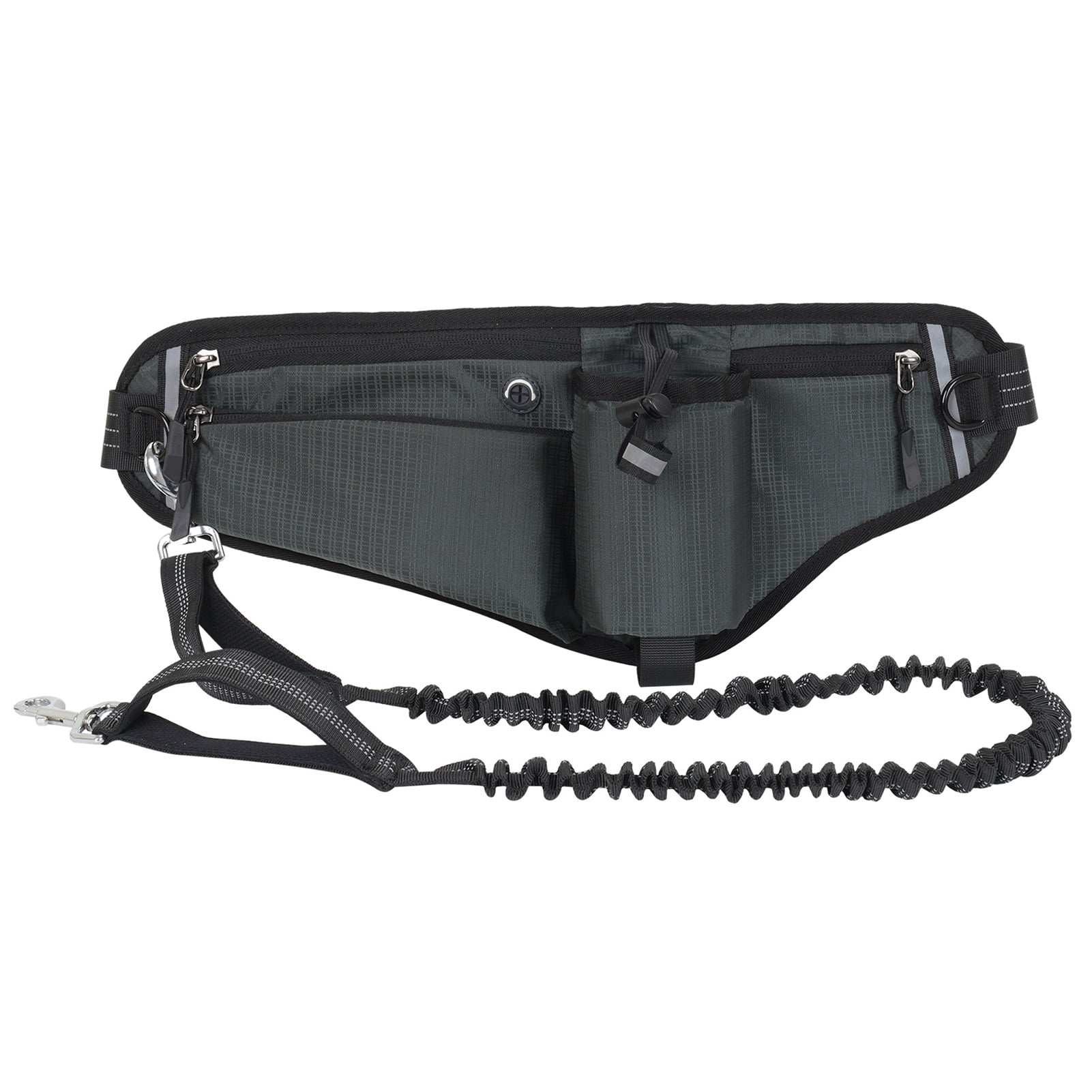 Suodoka Hands Free Dog Leash Waist Pack Water Resistant Night Reflective Large Capacity for Outdoor Dog Walking, Dark Gray (11.02 inches / 28 cm)