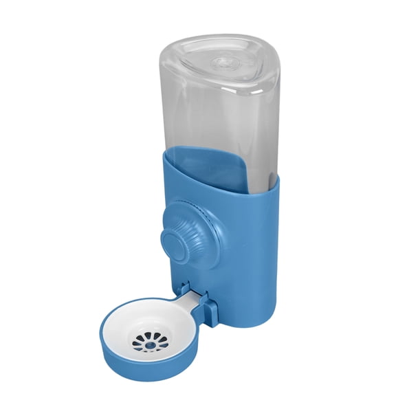 Suodoka Hanging Automatic Pet Water Dispenser 600ML / 20.28 fl oz Large Capacity Anti Wet Spout Gravity Water Feeder Bottle Bowl for Small Dogs Cats Birds Blue Cage Mount Dispenser