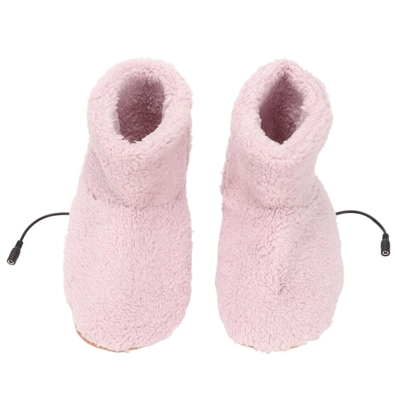 Suodoka Heated Foot Warmer USB Charging Electric Plush Booties Pink Women Size 35-39 (11.81 in / 30 cm)