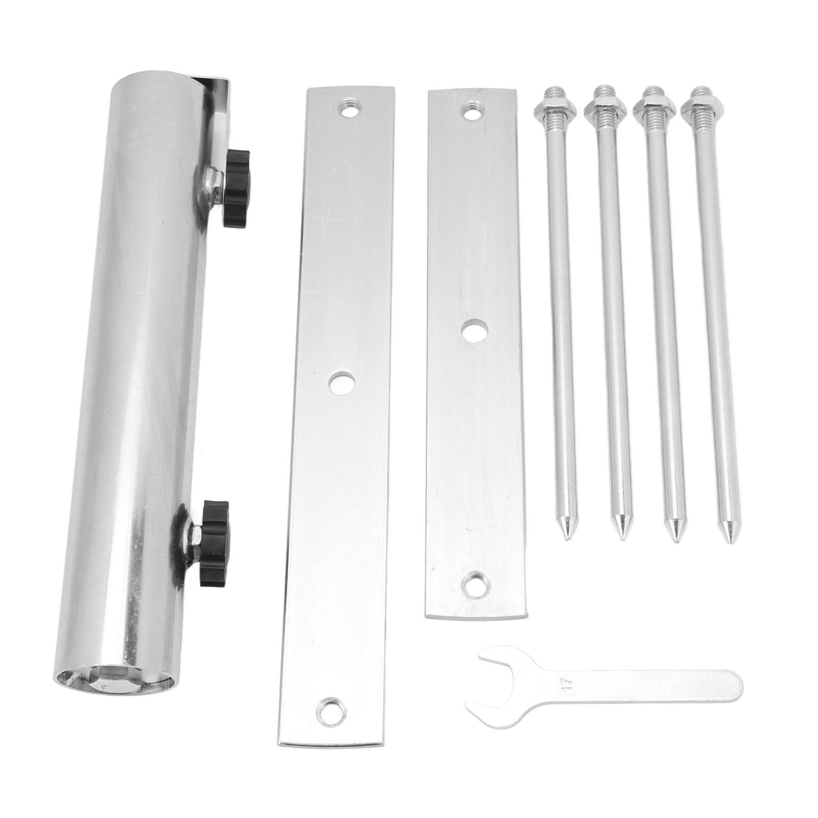 Suodoka Heavy-Duty Adjustable Stainless Steel Patio Umbrella Stand Inground Holder with 4 Spikes, Portable Ground Anchor Base for Beach, Yard, Garden and Park, Fits 1.73 inches / 44mm Poles