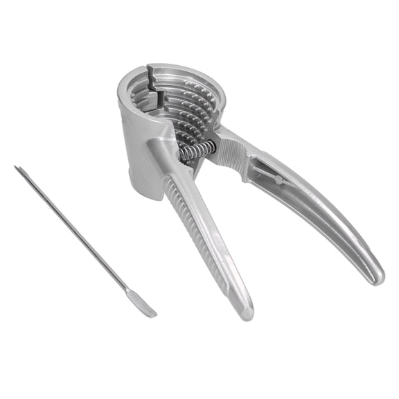 Suodoka Heavy-Duty Aluminum Alloy Walnut Nutcracker Set with Needle - Durable Nut Clip Opener Clamp Tool for Walnuts, Pecans, Hazelnuts - Silver Kitchen Tool (7.87 inches / 20.00 cm)