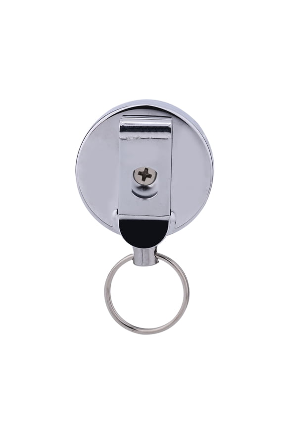 Heavy Duty Retractable Keychain with 23.6 Inch Stainless Steel Wire Rope, Recoil Badge Holder with Belt Clip, Metal Key Ring for ID Cards and Keys, Silver