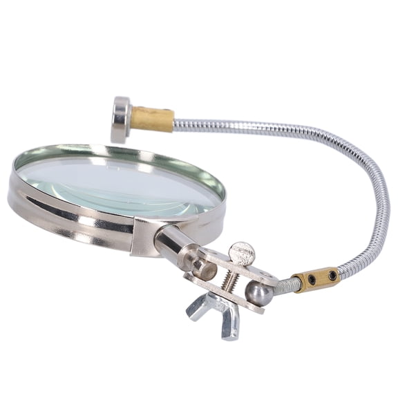Suodoka Helping Hand Magnifier Flexible Neck Desktop Magnifying Glass for Soldering Reading Hobbies Crafts Workbench Precision Repair Tool 6.3 inches / 16.00 cm Alloy Steel Black