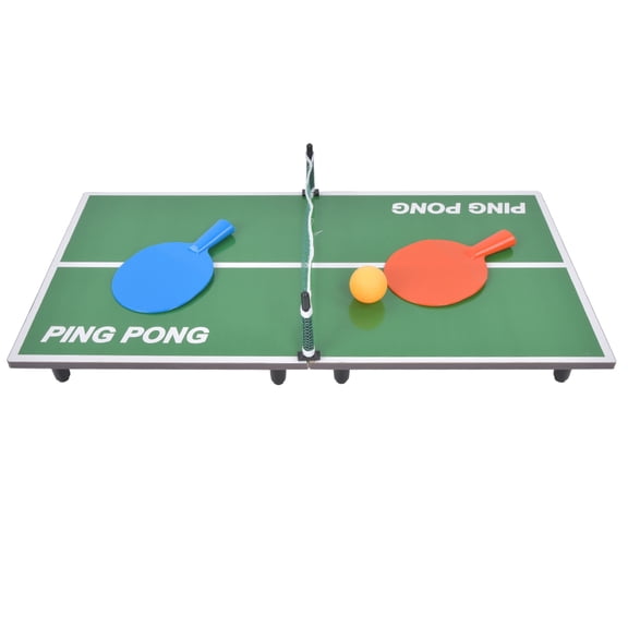 Suodoka Indoor Mini Table Tennis Table Folding Ping Pong Desk Game Set Parent Child Entertainment Toy Complete Kit With 2 Rackets 1 Net 1 Ball 21.26 Inches 54 cm Length Blue Fibreboard Material