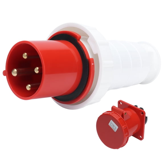 Suodoka Industrial Socket Plug Electrical Connector Set IP67 Waterproof 3 Phase 4 Pin 63A 3P+E 380V-415V Heavy Duty Wire Connection Tool for Power Supply