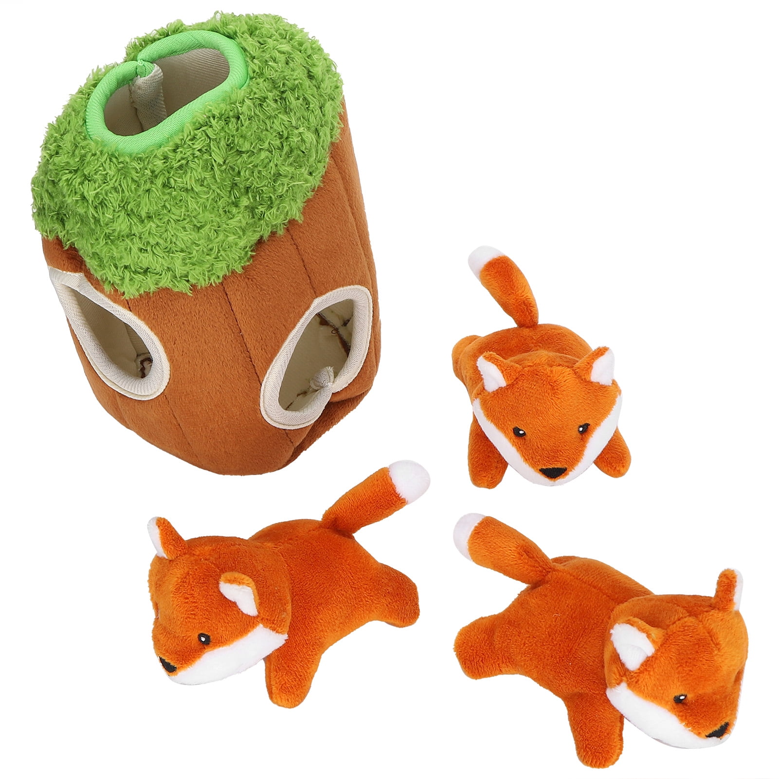 Suodoka Interactive Plush Squeak Tree Hole Dog Puzzle Toy, Hide and Seek Mental Stimulation Fox Toys for Dogs and Puppies, Durable and Soft Pet Supplies for Boredom Relief (8.27 in / 21.00 cm)