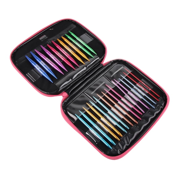 Suodoka Interchangeable Knitting Needles Set Colorful Aluminum Circular Ring Kit for DIY Craft, 13 Pairs