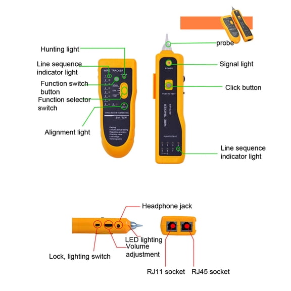 Suodoka JW-360 Network Telephone Cable Tester Multi-Purpose Signal Wire Finder Line Checker Tracker Instrument Red
