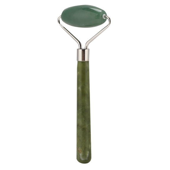 Suodoka Jadestone Roller Face Massager Skin Tightening Lifting AntiWrinkle Facial Massage Instrument Green Aventurine Single Head Natural Skincare Tool 5.5 inches / 13.9 cm