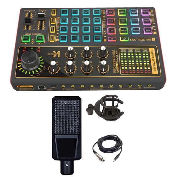 Suodoka K300 Live Streaming Sound Card Kit with Microphone for PC and Phone 3 Reverb Modes 11 inches / 28 cm