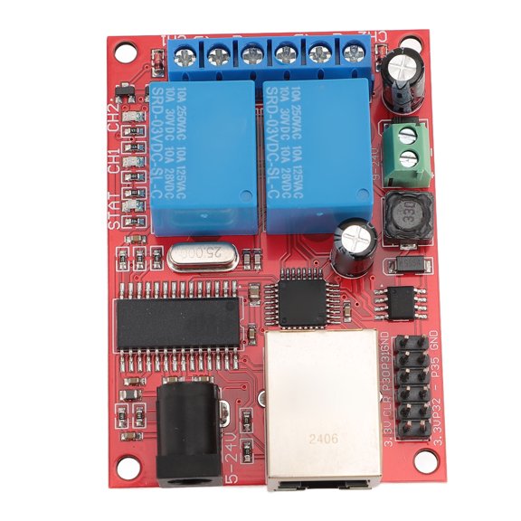 Suodoka LAN Ethernet 2 Way Relay Board Delay Switch TCP UDP Controller Module WEB Server Relay Board for Smart Home Network Management, 3.94 inches / 10 cm Length