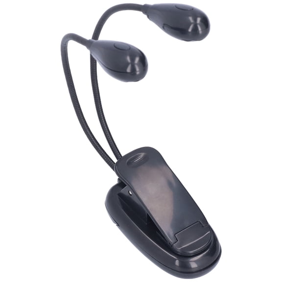 Suodoka LED Book Light Eye Protecting 360 Degree Rotatable Double Pole 4 Lamp Beads Reading Clamp-On Lamp for Students, Battery or USB Powered Portable Desk Light, Black, 3.94 inches / 10 cm Size