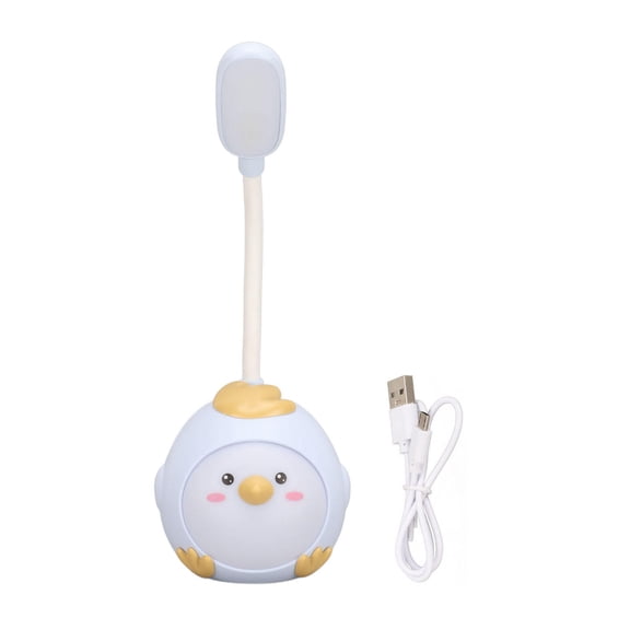 Suodoka LED Desk Lamp with USB Charging, Flexible 360 Silicone Hose, EyeProtection Night Light, Cute Chicken Base  Blue