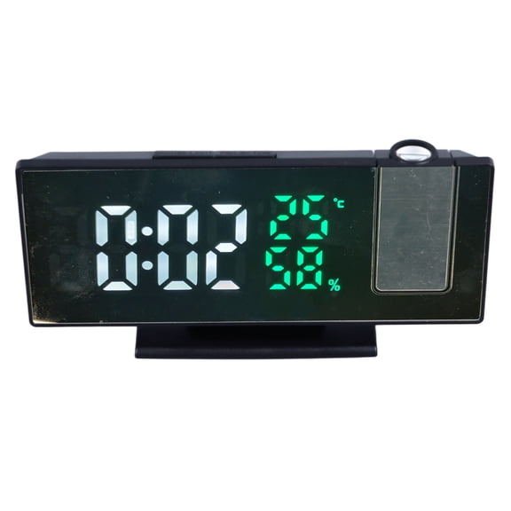 Suodoka LED Digital Alarm Projector Clock Multifunction Display Four Levels Brightness Angle Adjustable for Household Bedroom Office Desk, Smart Snooze Function, 7.87 inches / 20 cm, Black