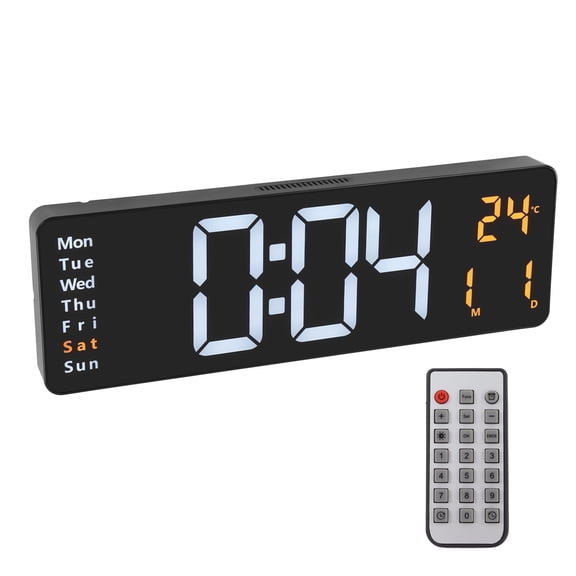 Suodoka LED Digital Wall Clock, Large Screen Display with Temperature, 15.4 inches / 39 cm, Remote Control, Orange, Minimalist Design for Living Room [cite: 10, 11]