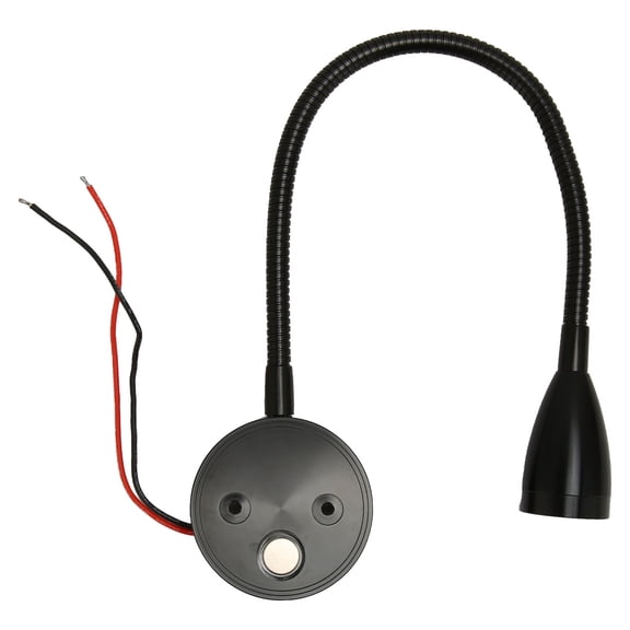 Suodoka LED Wall Mounted Reading Light Touch Control 3 Color Temp Dimmable Bedside Lamp with Gooseneck Hose for RV Boat DC 12-24V (Black, 13.4 inches / 34 cm)