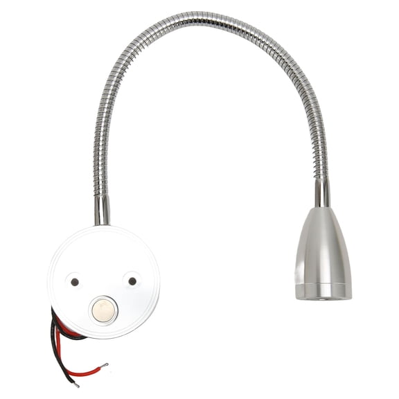 Suodoka LED Wall Mounted Reading Light Touch Control 3 Color Temp Dimmable Bedside Lamp with Gooseneck Hose for RV Boat DC 12-24V (Silver, 13.4 inches / 34 cm)