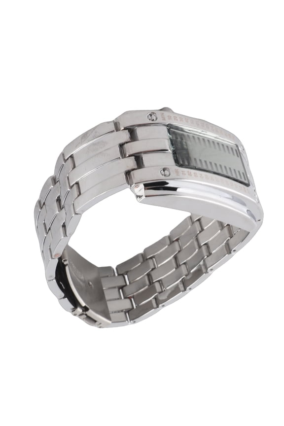 LED Watch Unique Binary Time Mode Convex Arc Waterproof Wristwatch Electronic Large Silver 1.4 cm