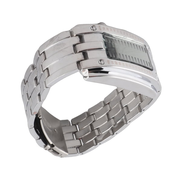 Suodoka LED Watch Unique Binary Time Mode Convex Arc Waterproof Wristwatch Electronic Large Silver 1.4 cm