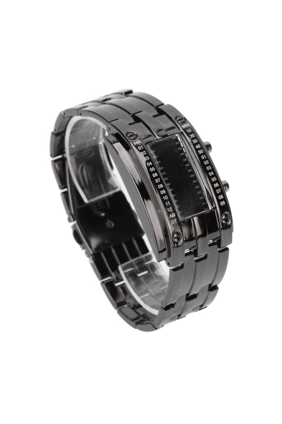 LED Watch Unique Binary Time Mode Convex Arc Waterproof Wristwatch Electronic Small Black 1.3 cm