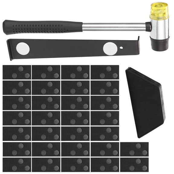 Suodoka Laminate Wood Flooring Installation Tool Kit, Heavy Duty Wood Floor Tapping Block Set, Puller Bar & 30mm Rubber Hammer with 30 Spacers (11.6 inches / 29.5 cm), 33 Pieces