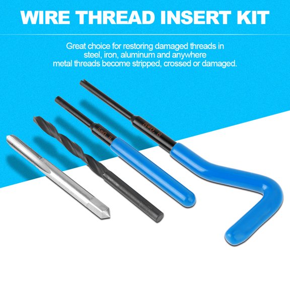 Suodoka M5 Stainless Steel Wire Thread Insert Combination Tool Set Thread Repair Kit for Heavy-Duty Hardware Restoring Damaged Metal Threads, 34-Piece Set (M5 x 0.8 / 0.20 in x 0.031 in)