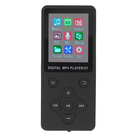 Suodoka MP3 MP4 Player Bluetooth 5.0 Super Thin 1.8 Inch Color Screen HiFi Music Video Digital Audio Player 128GB Expandable Memory Portable Media Player Voice Recorder E-Book Support Black
