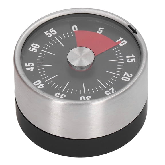 Suodoka Magnetic Timer Magnet Design Stainless Steel 70db Alert High Accuracy Visual Mechanical Timer for Kitchen Cooking Management, Baking, Study, Fitness, Classroom Countdown Tool, Black (2.56 in)