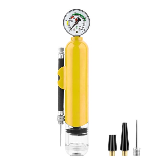 Suodoka Manual Air Ball Pump, Portable Sports Pump with Pressure Gauge, Detachable Hose for Football Basketball Soccer Volleyball Inflatables, Compact Design, Yellow (10 inches / 25.4 cm)