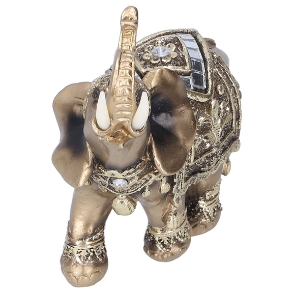Suodoka Medium Golden Elephant Statue Feng Shui Resin Animal Figurine Art Crafts Desktop Decoration for Living Room Bedroom Office Ornaments, Good Luck Wealth Sculpture, 3.94 inches / 10 cm Height