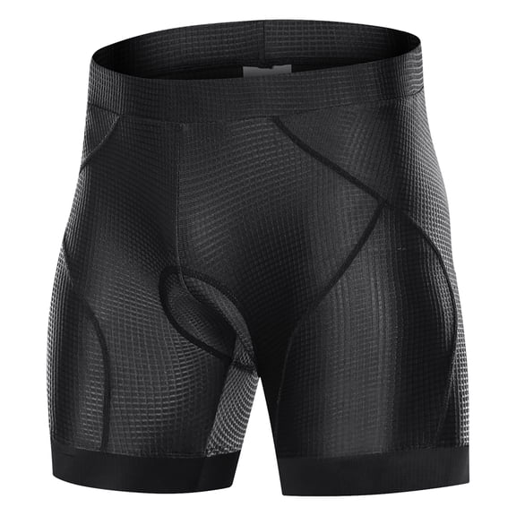 Suodoka Men Bike Padded Shorts Anti-Slip Leg Grips 3D Thickened Foam Bicycle Underwear Cycle Riding Flexible Waist Band Commuting Tights - Black, X-Large (11.81 in / 30.00 cm)