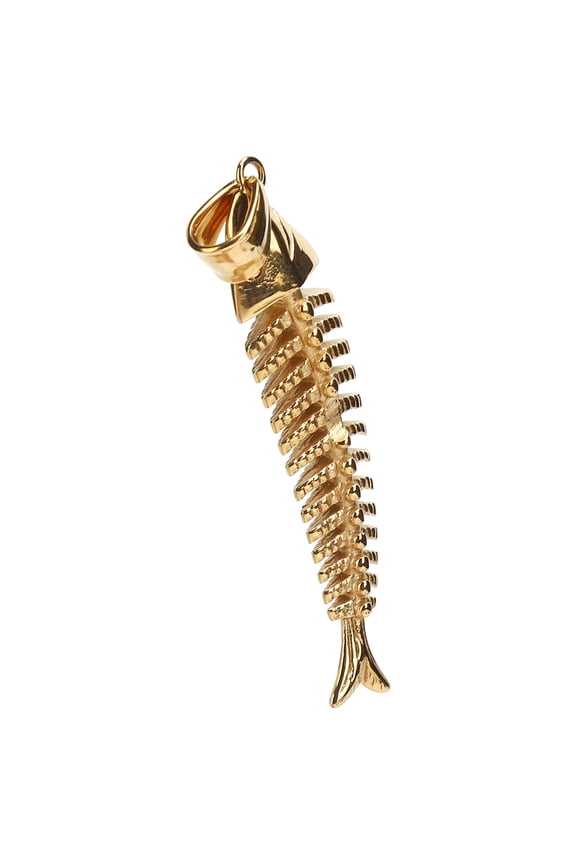 Men Retro Exquisite Fishbone Pendant Necklace Fashionable Simple Titanium Steel Jewelry Gold 24 inches / 60.96 cm